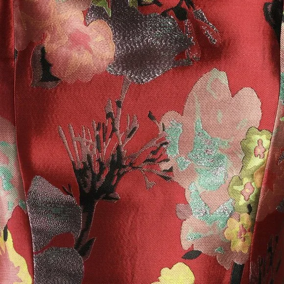 NWT Lulus So Stunning Red Multi Floral Jacquard Puff Sleeve Mini Dress - Picture 8 of 9